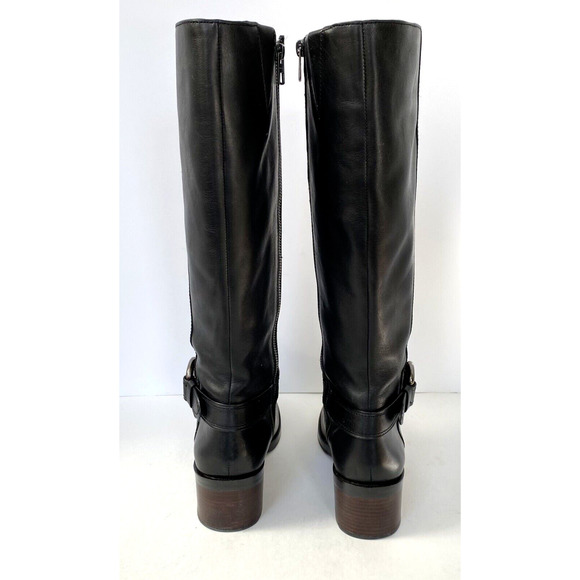 COACH Boots Black Riding CAROLINA SZ 7.5B Black Leather - Picture 9 of 12